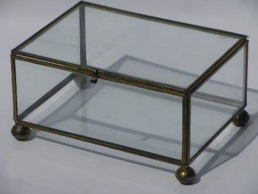 photo of brass edged glass display box for treasures or natural history mounts #1
