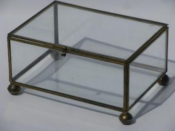 catalog photo of brass edged glass display box for treasures or natural history mounts