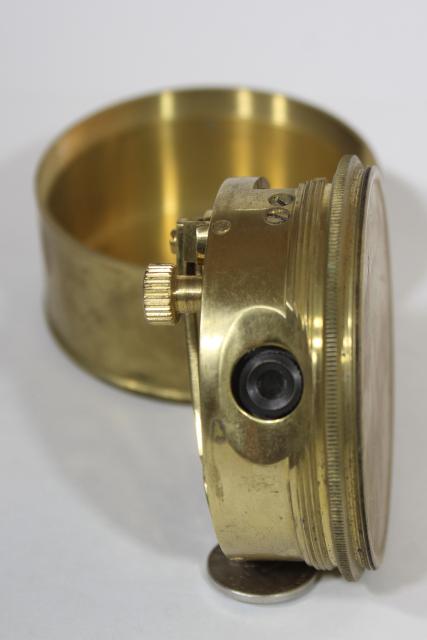 photo of brass pocket sextant, vintage reproduction navigation instrument Stanley London 1917 #10