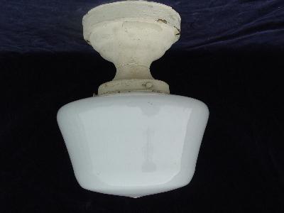 photo of brass schoolhouse light original glass shade #1