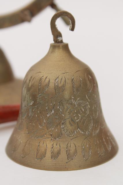 photo of brass ship's wheel gong w/ wooden hammer, vintage dinner bell or boathouse ornament #6