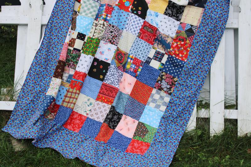 photo of bright boho patchwork quilt or tablecloth, hippie vintage 1970s retro #2