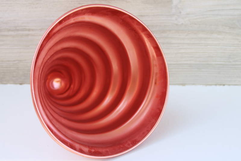 photo of bright copper color vintage aluminum mold, tall spiral unicorn horn jello mold pan #2