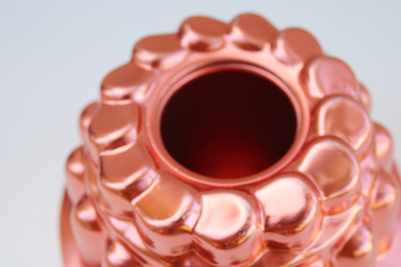 photo of bright copper red color vintage aluminum mold, tiered ladyfinger shape jello mold pan #2