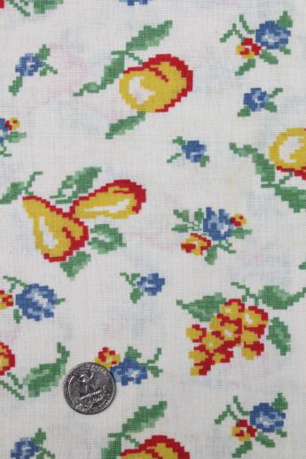 photo of bright fruit print cotton feed sack, authentic vintage fabric for quilting etc. #1