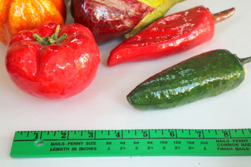 photo of bright painted paper mache fruits & vegetables, vintage Mexican folk art  #2