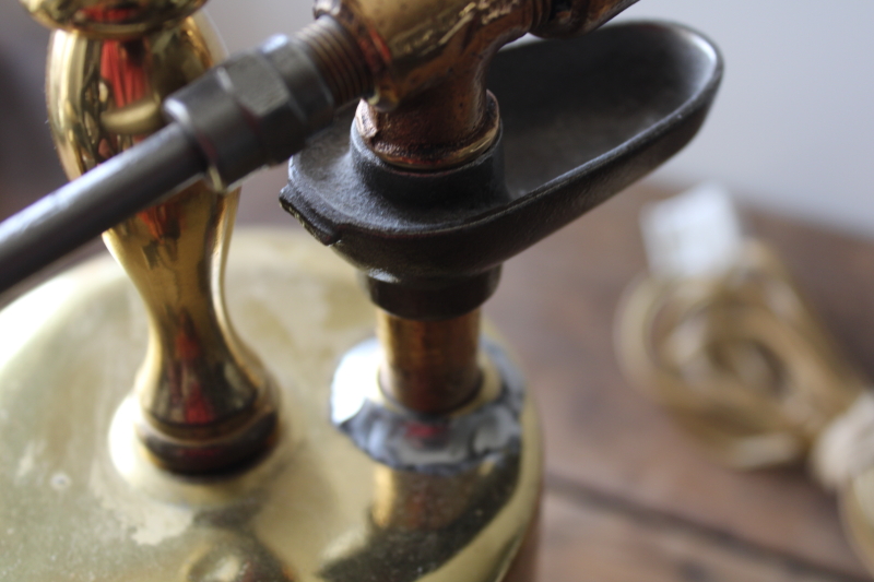photo of bright polished brass Turner Hot Blast blow torch primitive antique tool converted to electric lamp  #10