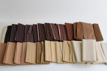 catalog photo of brown buff tan colors vintage seam tape, cotton & blend bias binding for sewing projects