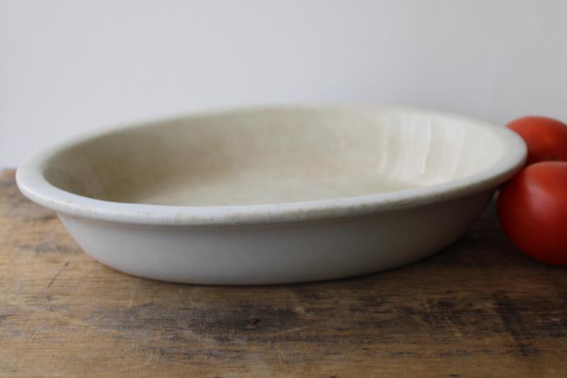 photo of browned old white ironstone china bowl, large oval basin w/ antique English backstamp #3