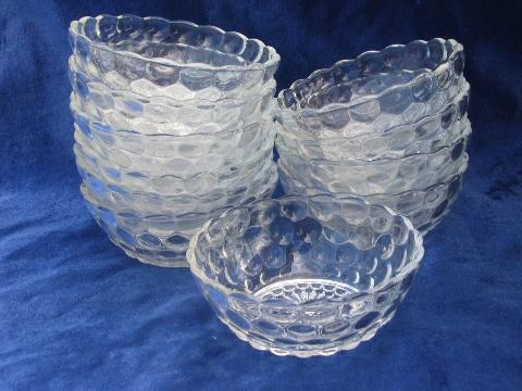 photo of bubble pattern crystal depression glass berry or fruit bowls, vintage Hocking #1
