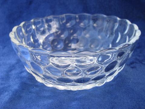 photo of bubble pattern crystal depression glass berry or fruit bowls, vintage Hocking #3