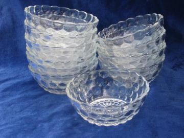 catalog photo of bubble pattern crystal depression glass berry or fruit bowls, vintage Hocking