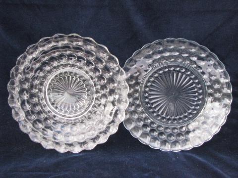 photo of bubble pattern, depression pressed glass dishes lot, vintage Anchor Hocking #2