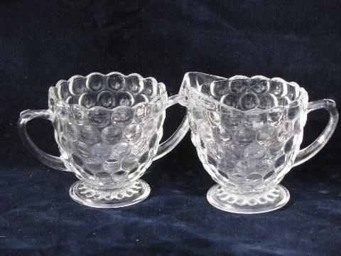 photo of bubble pattern, depression pressed glass dishes lot, vintage Anchor Hocking #4