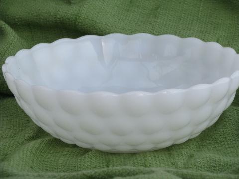 photo of bubble pattern milk glass salad / serving bowl, vintage Anchor Hocking #1