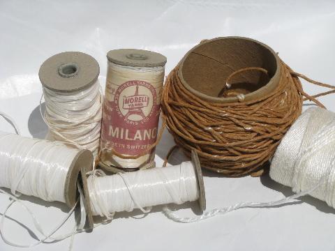 photo of bucket of old string - antique cotton cord, heavy flax linen thread #5