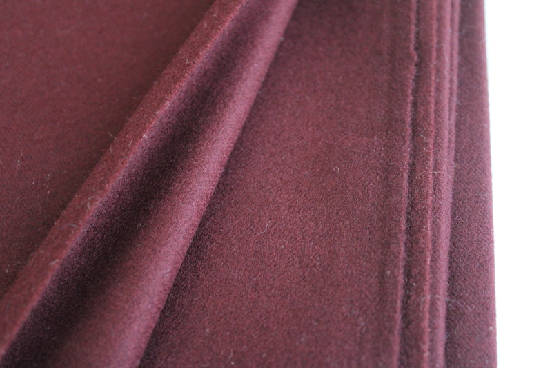 photo of burgundy wine wool fabric, vintage wool yardage w/ moth damage, cutter fabric for rugs or small projects  #2