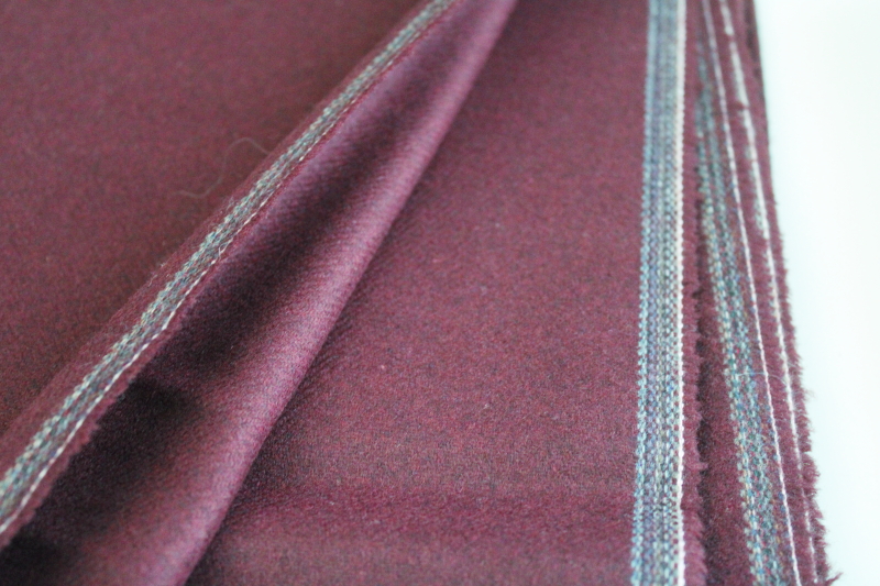 photo of burgundy wine wool fabric, vintage wool yardage w/ moth damage, cutter fabric for rugs or small projects  #3