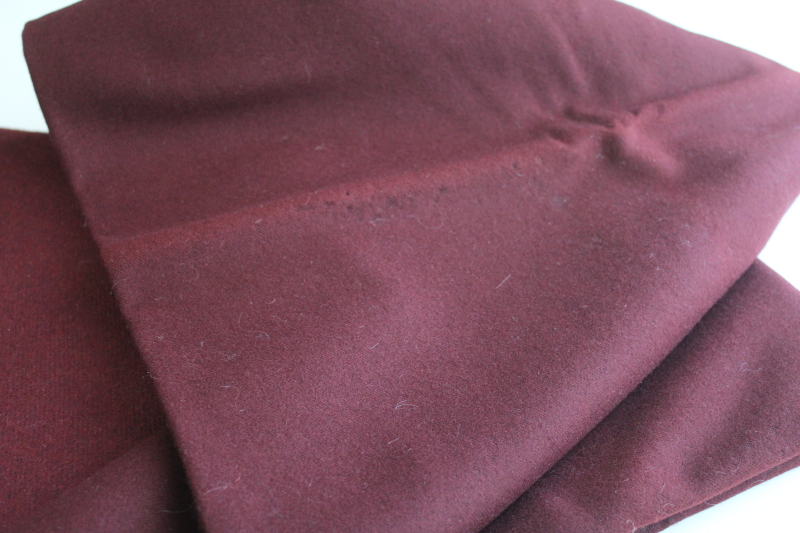 photo of burgundy wine wool fabric, vintage wool yardage w/ moth damage, cutter fabric for rugs or small projects  #5