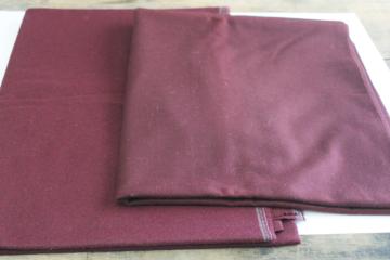 burgundy wine wool fabric, vintage wool yardage w/ moth damage, cutter fabric for rugs or small projects 