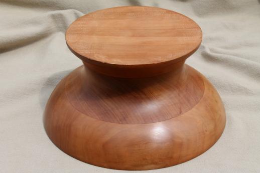 photo of burnished wood fruit bowl, rustic modern vintage hand turned wooden pedestal dish #5