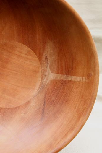 photo of burnished wood fruit bowl, rustic modern vintage hand turned wooden pedestal dish #7