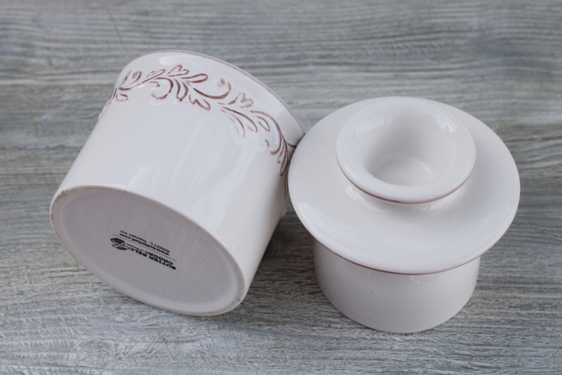 photo of butter bell crock, french country farmhouse style butter keeper in white #4