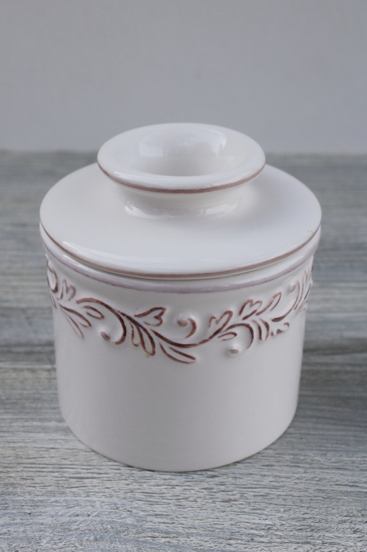 photo of butter bell crock, french country farmhouse style butter keeper in white #5