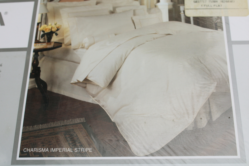 photo of butter yellow satin stripe pima cotton sheet & pillowcases sealed packages 1990s vintage The Company Store  #4