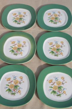 catalog photo of buttercup floral Taylor Smith Taylor TS&T Conversation green band china plates