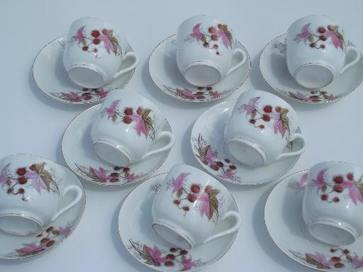 photo of butterfly moth and horse chestnut art nouveau vintage china tea set for 8 #5