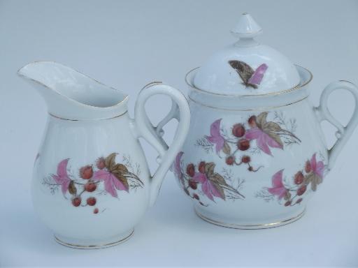 photo of butterfly moth and horse chestnut art nouveau vintage china tea set for 8 #9