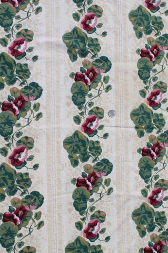 photo of cabbage roses & rose floral print vintage fabric lot, cotton decorator prints #2