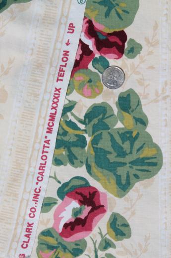 photo of cabbage roses & rose floral print vintage fabric lot, cotton decorator prints #3