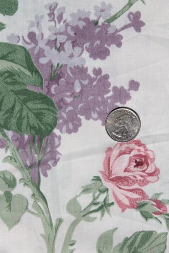 photo of cabbage roses & rose floral print vintage fabric lot, cotton decorator prints #5