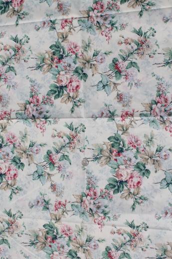 photo of cabbage roses & rose floral print vintage fabric lot, cotton decorator prints #6