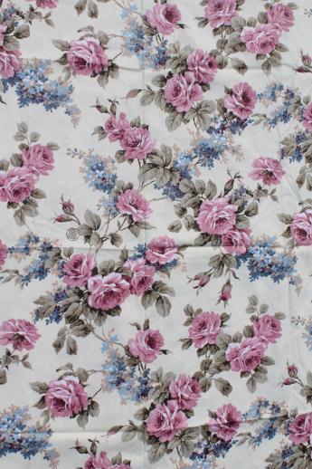 photo of cabbage roses & rose floral print vintage fabric lot, cotton decorator prints #8