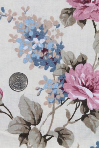 photo of cabbage roses & rose floral print vintage fabric lot, cotton decorator prints #9