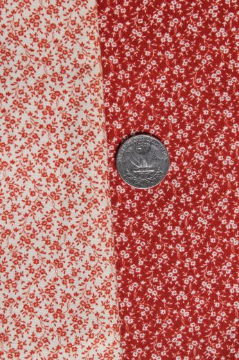 photo of calico prints quilting fabric lot, tiny print dots & florals in rust to red shades #6