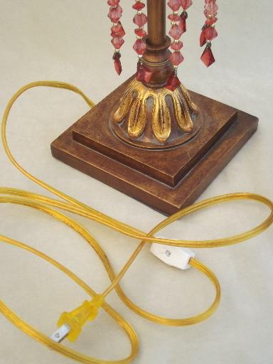 photo of candlestick lamp w/ prisms & shade, florentine gold hollywood regency style  #6