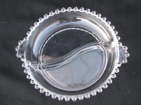 photo of candlewick bead edge pattern relish dish divided bowl, vintage Imperial glass #1