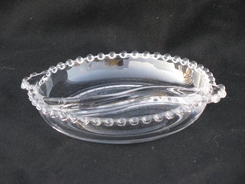 photo of candlewick bead edge pattern relish dish divided bowl, vintage Imperial glass #2