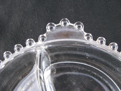 photo of candlewick bead edge pattern relish dish divided bowl, vintage Imperial glass #3