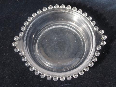 photo of candlewick bead edge pattern, vintage glass dish & double handled bowl #3