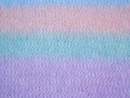 photo of candy striped lavender wool camp blanket, 1950s vintage, never used #4
