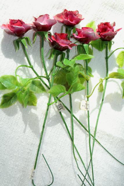 photo of capodimonte style vintage bone china flowers, long stemmed rose sweetheart roses  #11