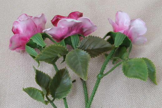 photo of capodimonte style vintage china flowers, long stemmed rose sweetheart roses #2