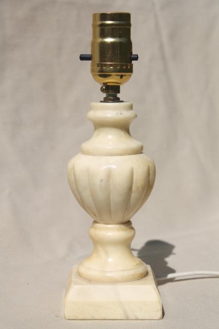 photo of carved marble lamp, classical fluted column Italian alabaster stone table lamp #1