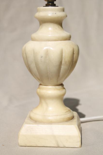 photo of carved marble lamp, classical fluted column Italian alabaster stone table lamp #2