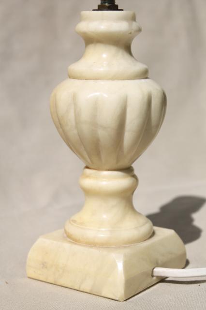 photo of carved marble lamp, classical fluted column Italian alabaster stone table lamp #3